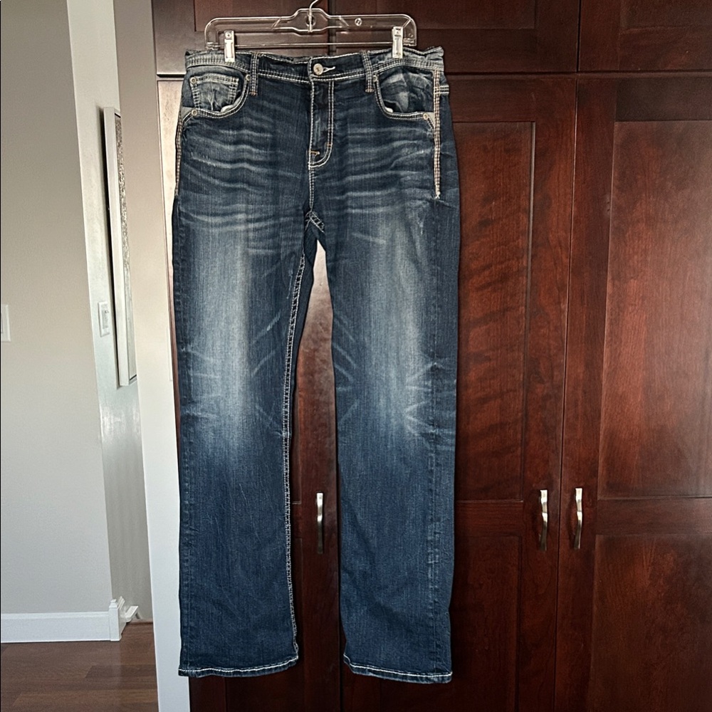 Men's Buckle Dark Blue Jeans